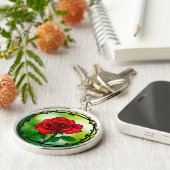 Porte-clés Rose rouge vibrant (Côté)