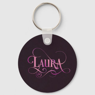 Porte-clés Rose tourbillonnant personnalisé de Laura de