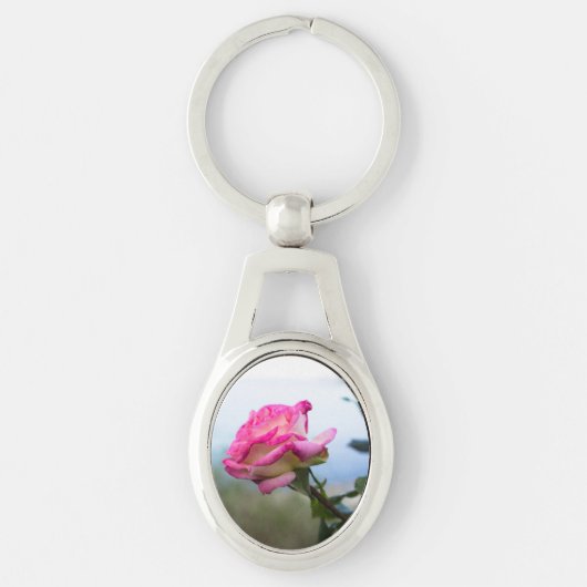 Porte-clés Rose unique rose (Devant)