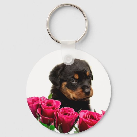 Porte-clés Rose Valentin Rottweiler Puppy (Recto)