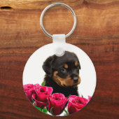 Porte-clés Rose Valentin Rottweiler Puppy (Recto)