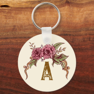 Porte-clés Rose Vintage Personnalisé