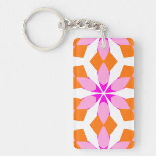 Porte-clés Rose Violet Et Orange Géométrique Floral