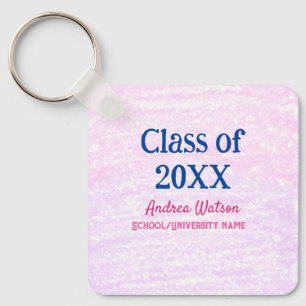Porte-clés Rose violet paillettes diplômé promotion de ajoute
