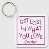 Porte-clés Rose/Violet Se Perdre Dans Ce Que Vous Aimez Porte (Recto)