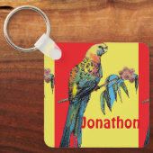 Porte-clés Rosella Parrot Aquarelle Enfants Nom des garçons (Recto)