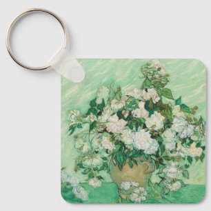 Porte-clés Roses blanches de Van Gogh - Art floral mint vinta