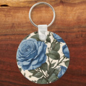 Porte-clés Roses Bleus Et Feuilles Verts, (Recto)