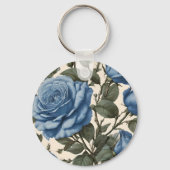Porte-clés Roses Bleus Et Feuilles Verts, (Verso)