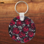 Porte-clés Roses d'aquarelle, roses rouges sur noir (Recto)
