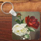 Porte-clés Roses de jardin anciennes dans un vase en verre (Recto)