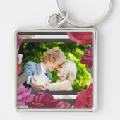 Porte-clés Roses de l'anniversaire du mariage, bandes, photo  (Devant)