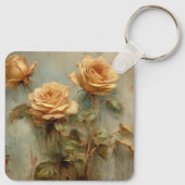 Porte-clés Roses de pêche romantiques florales  (Dos)