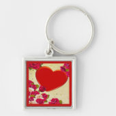 Porte-clés Roses et cadre cardiaque Ajouter votre photo (Devant)