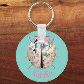 Porte-clés Roses floraux de Ladybug et violon mignon rose tur (Recto)