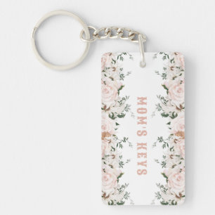 Porte-clés Roses floraux roses douces, personnalisés