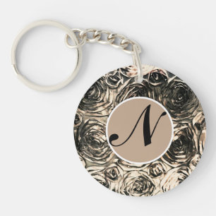 Porte-clés Roses Glamour Or Bronze Rustique Floral Glam