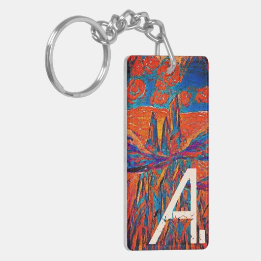 Porte-clés Roses impressionnants dans le ciel et le monogramm (Devant gauche)