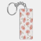 Porte-clés Roses roses et feuilles (Devant gauche)