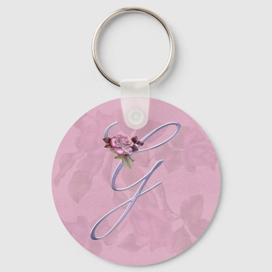 Porte-clés Roses roses rose Monogramme G (Recto)
