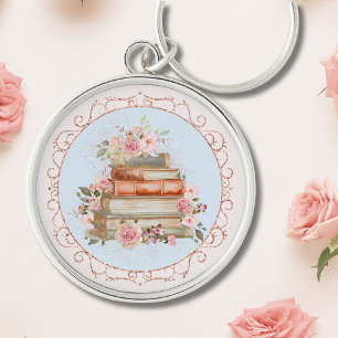 Porte-clés Roses roses roses et livres floraux aquarelle vint