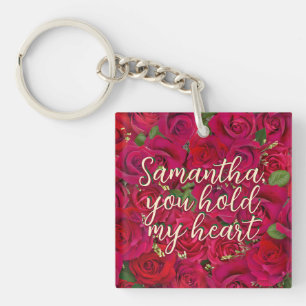Porte-clés Roses rouges de la Saint-Valentin avec message per