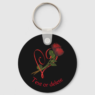 Porte-clés Roses rouges Fleur de Coeur rouge Personnalisée