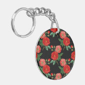 Porte-clés Roses rouges, fond noir, (Devant gauche)