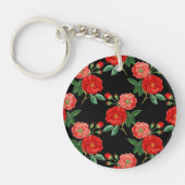 Porte-clés Roses rouges, fond noir, (Devant)