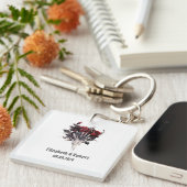 Porte-clés Roses rouges gothiques Squelette Mariage (Devant Droit)