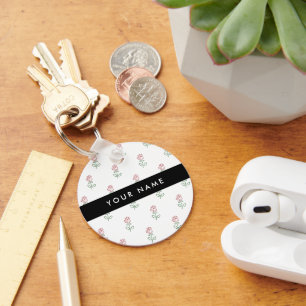 Porte-clés Roses Rouges, Motif De Roses, Votre Nom