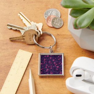Porte-clés Roses sauvages en rose et violet