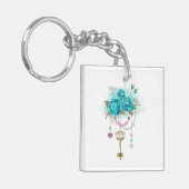 Porte-clés Roses turquoise avec touches (Devant gauche)