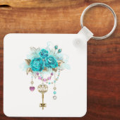 Porte-clés Roses turquoise avec touches (Verso)