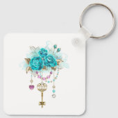Porte-clés Roses turquoise avec touches (Dos)