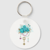Porte-clés Roses turquoise avec touches (Verso)