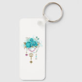 Porte-clés Roses turquoise avec touches (Verso)