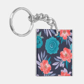 Porte-clés Roses turquoise & Fleurs de corail avec Feuilles p (Devant gauche)