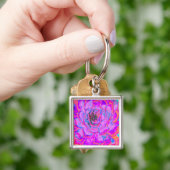Porte-clés Rosette Succulente pourpre et magenta (main)