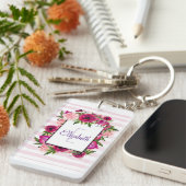 Porte-clés Rosier rose et bouquet floral de crapaud (Devant droit)