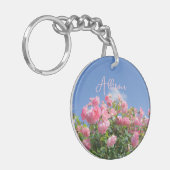 Porte-clés Rosier rose sous ciel bleu, coutume (Devant gauche)