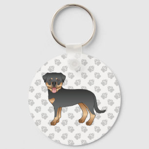 Porte-clés Rotation Noire Et Tan Coupe Cartoon Chien Et Patro