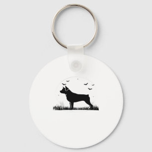 Porte-clés Rottweiler Chien � Halloween Moon Silhouette Overs