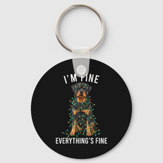 Porte-clés Rottweiler Christmas I'm Fine Everything Is Fine (Recto)