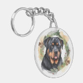 Porte-clés Rottweiler Christmas Wreath Festive Pup (Devant gauche)