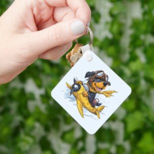 Porte-clés Rottweiler Dog Avion Pilote