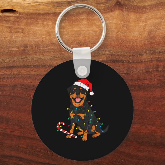 Porte-clés Rottweiler Dog Christmas Lights Santa Xmas Pet Dog (Recto)