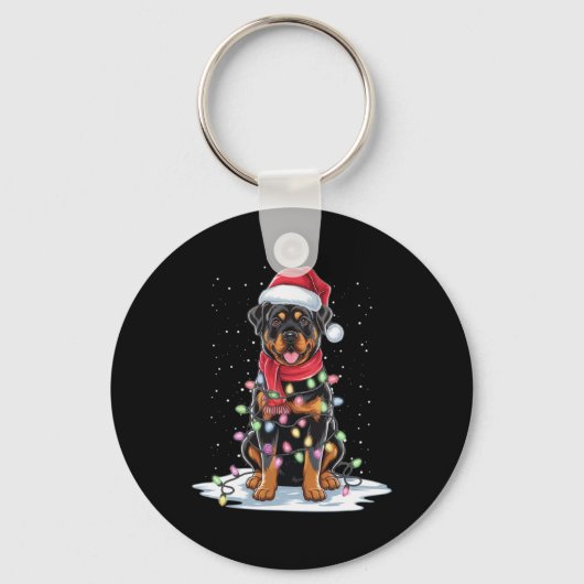 Porte-clés Rottweiler Dog Santa Hat Christmas Tree Light Xmas (Recto)