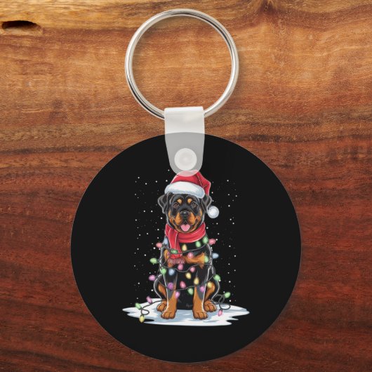 Porte-clés Rottweiler Dog Santa Hat Christmas Tree Light Xmas (Recto)