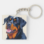 Porte-clés Rottweiler | Dog Watercolor Pet Painting (Dos)
